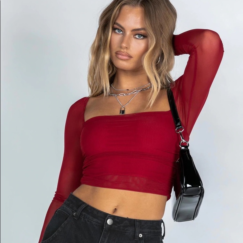 Princess Polly NWT City Lights Long Sleeve Red Top